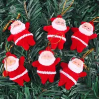 6Pcs/Set Christmas Tree Colorful Santa Pendant Mini Santa Claus Doll Glittering Hanging Ornament New Year Home Party Decor