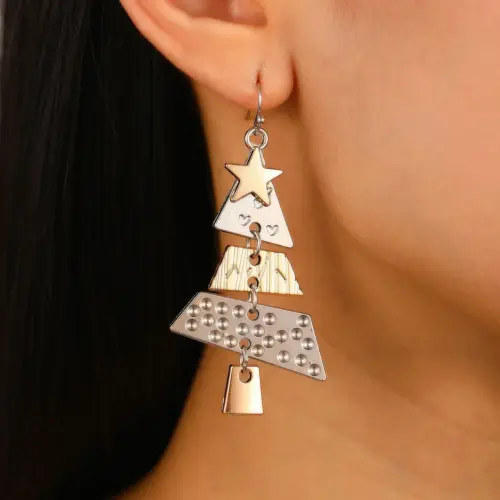 Fashion Christmas Tree Pendant Earrings for Women Trendy Party Carnival New Year Festival Gift Stud Earrings ChristmasDecoration