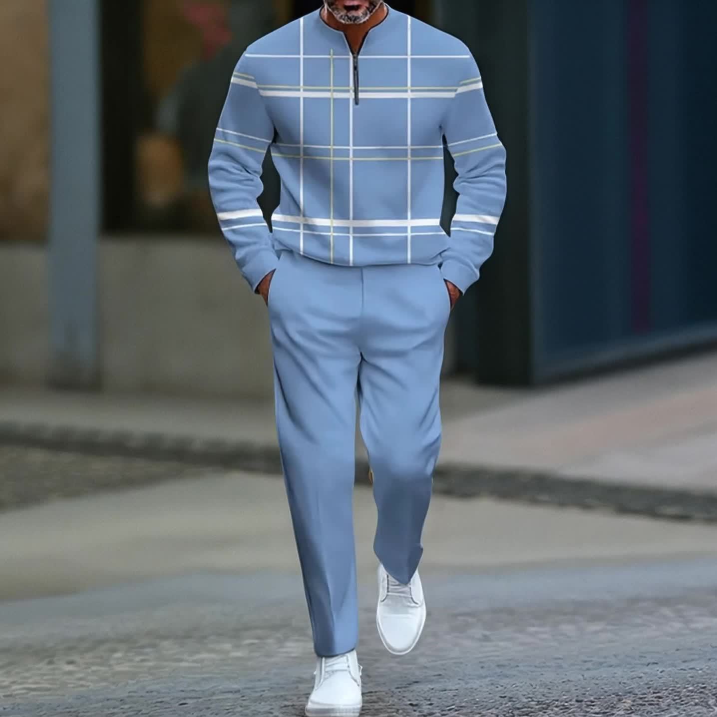 Men’s Striped Half-Zip Sports Set - Image 6