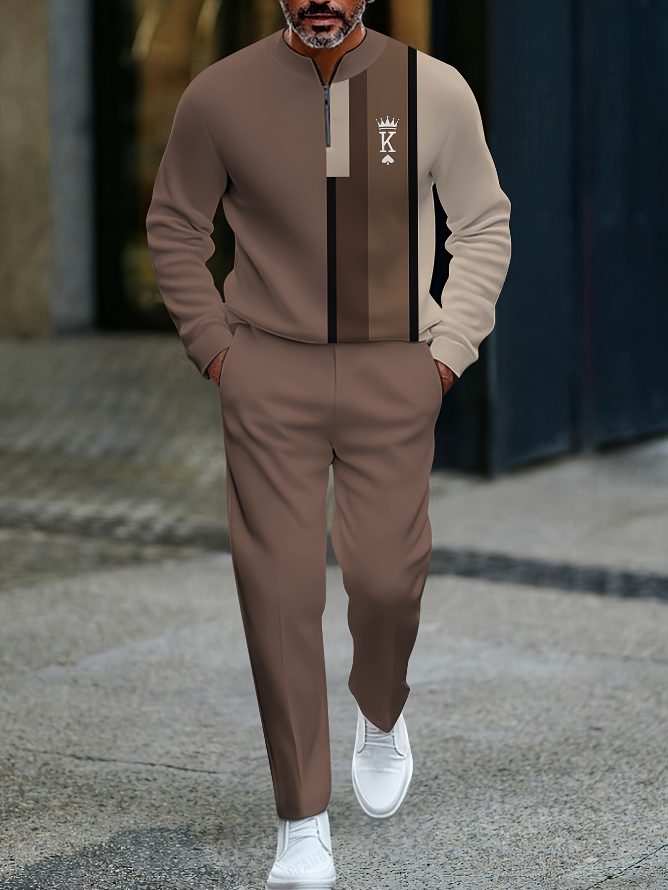Autumn Men’s Color Block Sportswear Set - Image 2